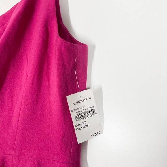 Dress The Population Alexandra Cocktail Dress Fuchsia One-Shoulder Size XS NEW - Picture 4 of 12